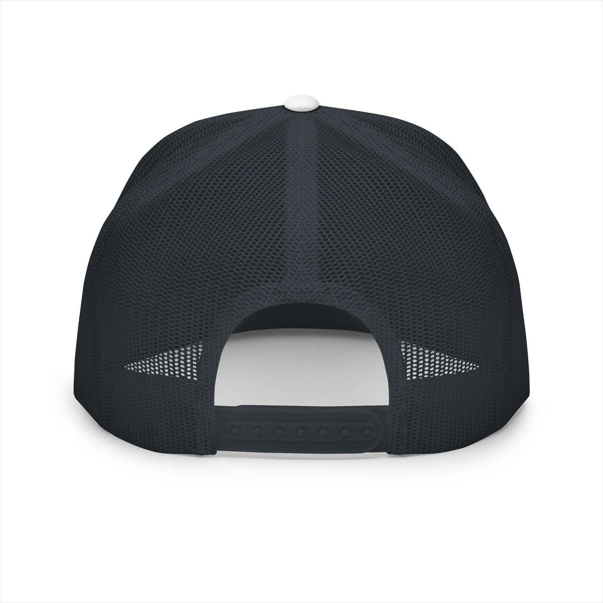 BILLY 5 Panel Flat Bill Trucker Cap (Red/Black Vertical Logo - Embroidery) — AVAILABLE IN 12 COLORS