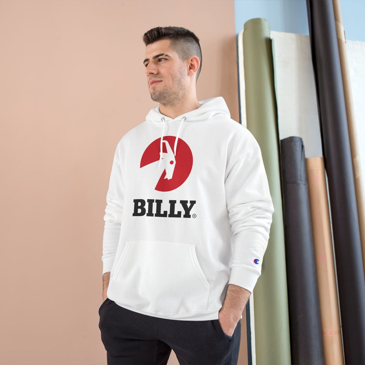 BILLY Core Adult Unisex Hoodie (Red/Black Vertical Logo)