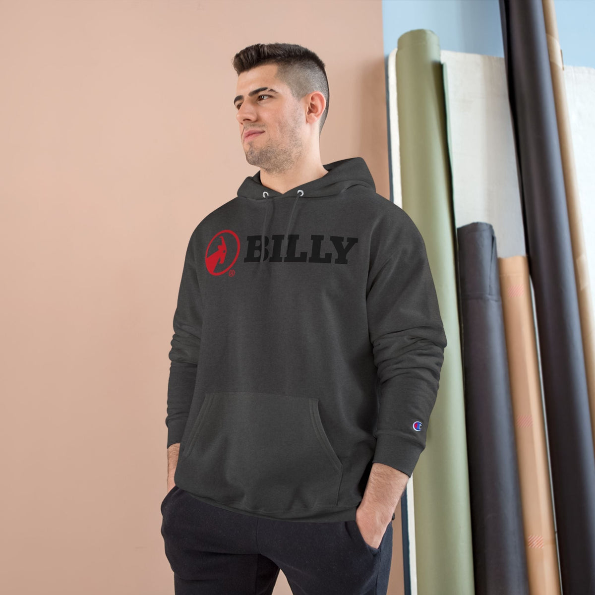 BILLY Core Adult Unisex Hoodie (Red/Black Horizontal Logo)