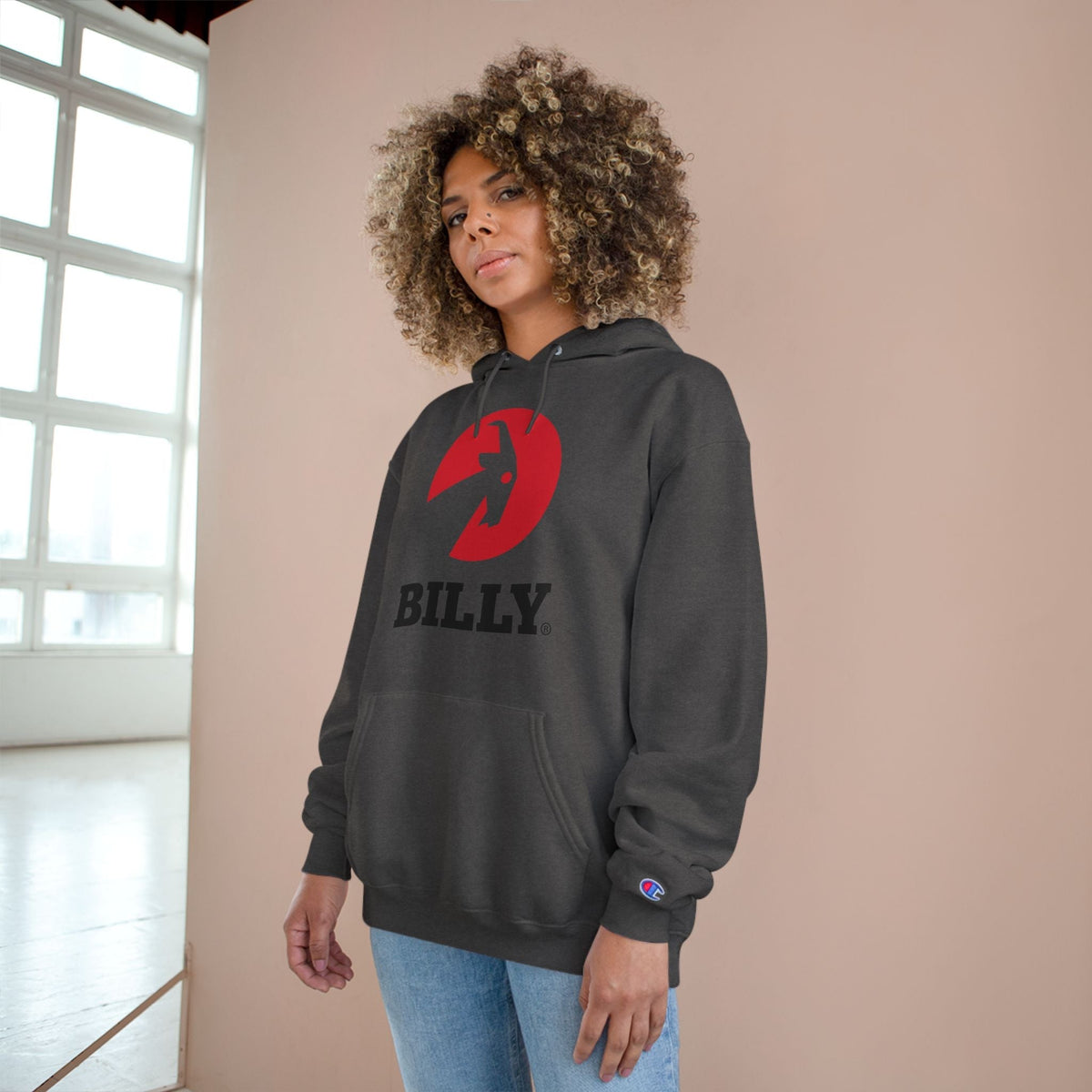 BILLY Core Adult Unisex Hoodie (Red/Black Vertical Logo)