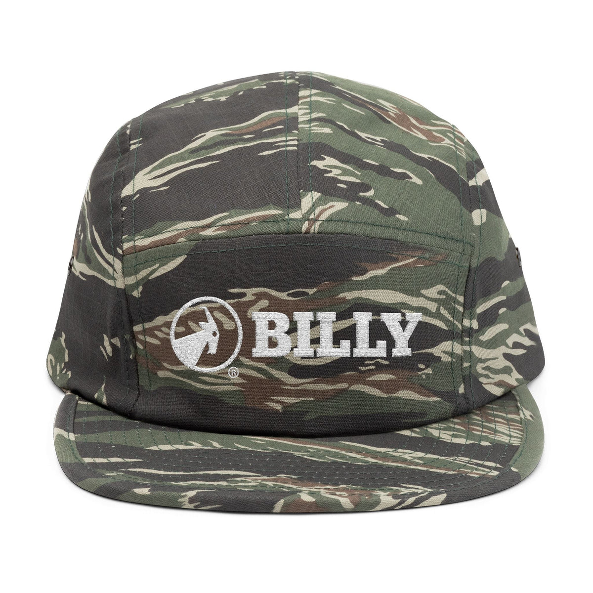 BILLY 5 Panel Cap (White Horizontal Logo - Embroidery) — AVAILABLE IN 6 COLORS