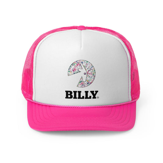 BILLY Foam Trucker Cap (Sasha Splatter - Black Print) — AVAILABLE IN 2 COLORS