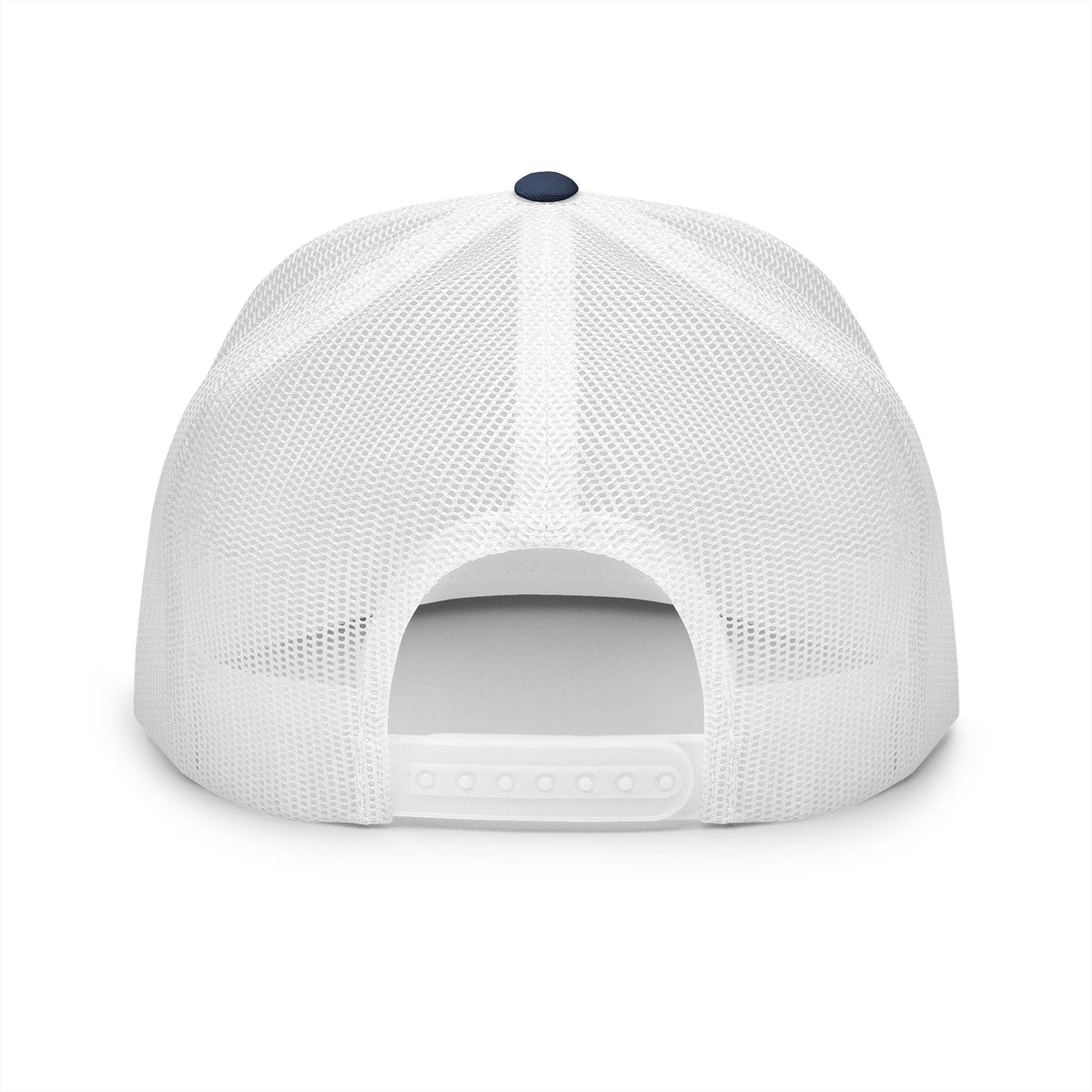 BILLY 5 Panel Flat Bill Trucker Cap (White Vertical Logo - Embroidery) — AVAILABLE IN 13 COLORS