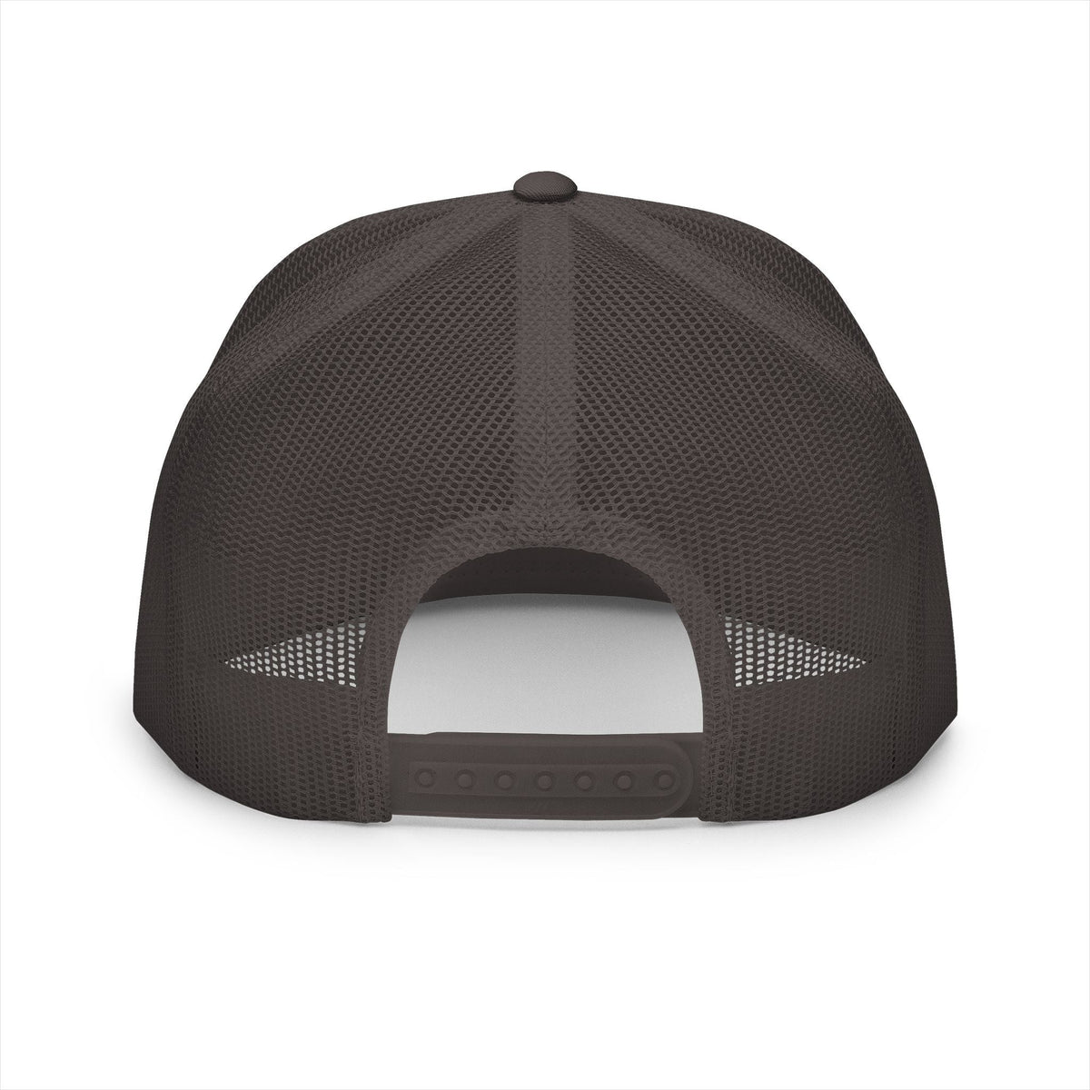 BILLY 5 Panel Flat Bill Trucker Cap (Red/Black Vertical Logo - Embroidery) — AVAILABLE IN 12 COLORS