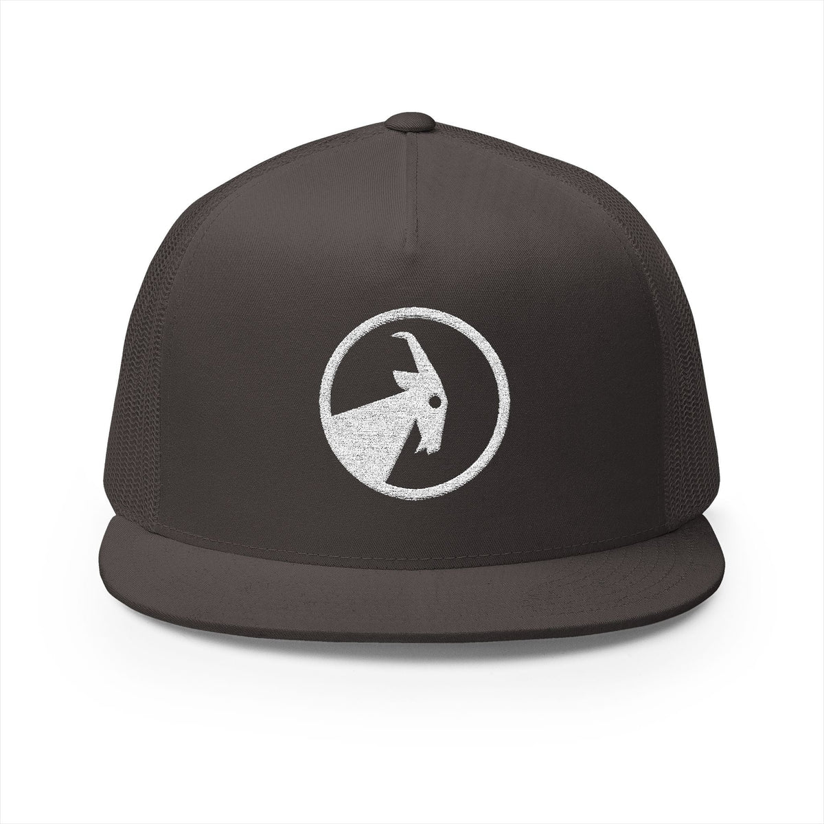 BILLY 5 Panel Flat Bill Trucker Cap (White Goat - Embroidery) — AVAILABLE IN 6 COLORS