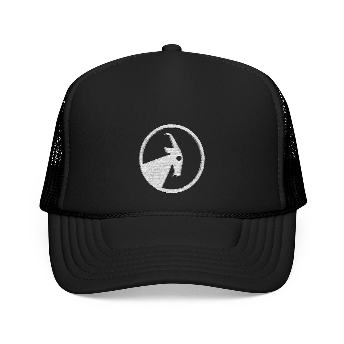 BILLY Foam Trucker Hat (White Goat - Embroidery) — AVAILABLE IN 4 COLORS
