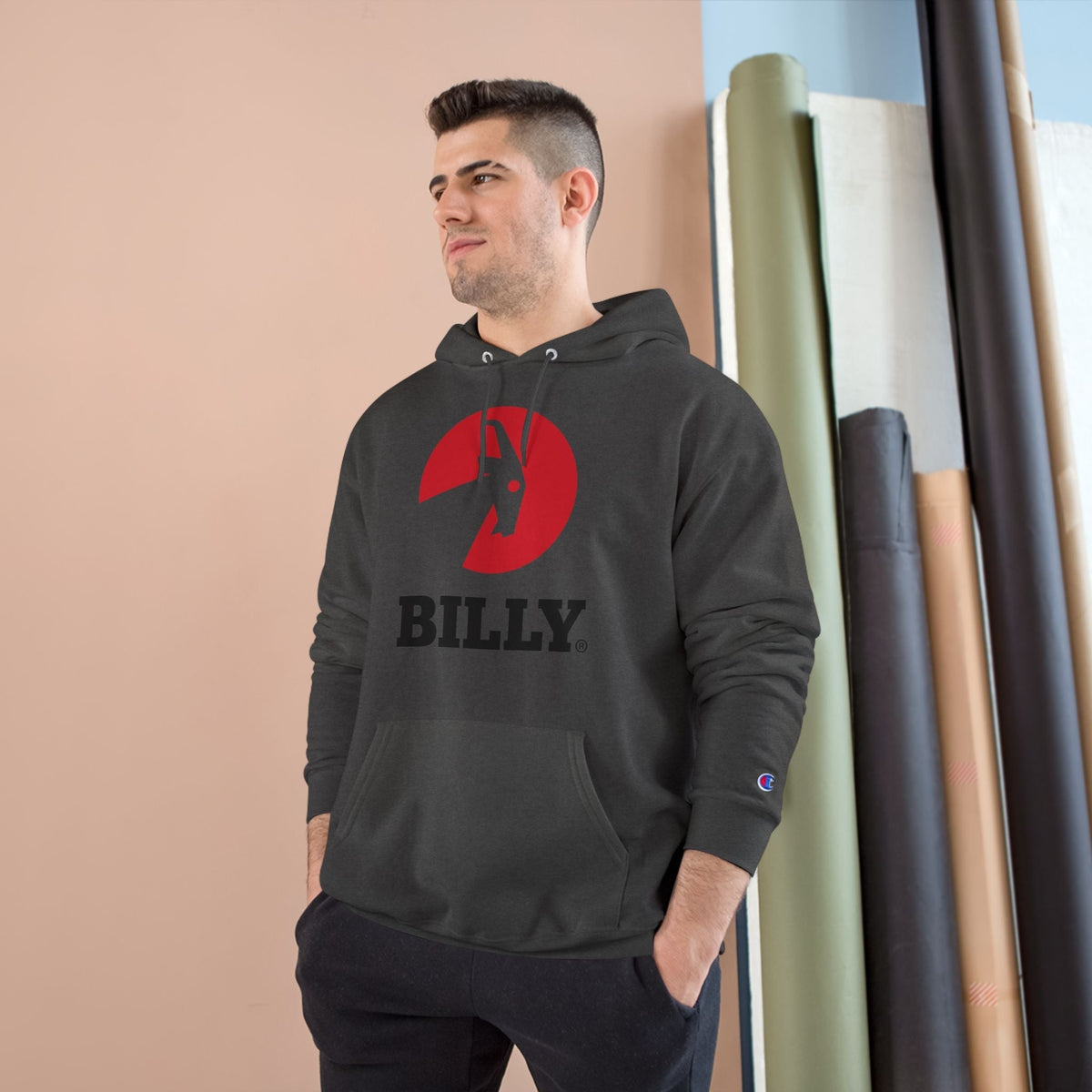 BILLY Core Adult Unisex Hoodie (Red/Black Vertical Logo)