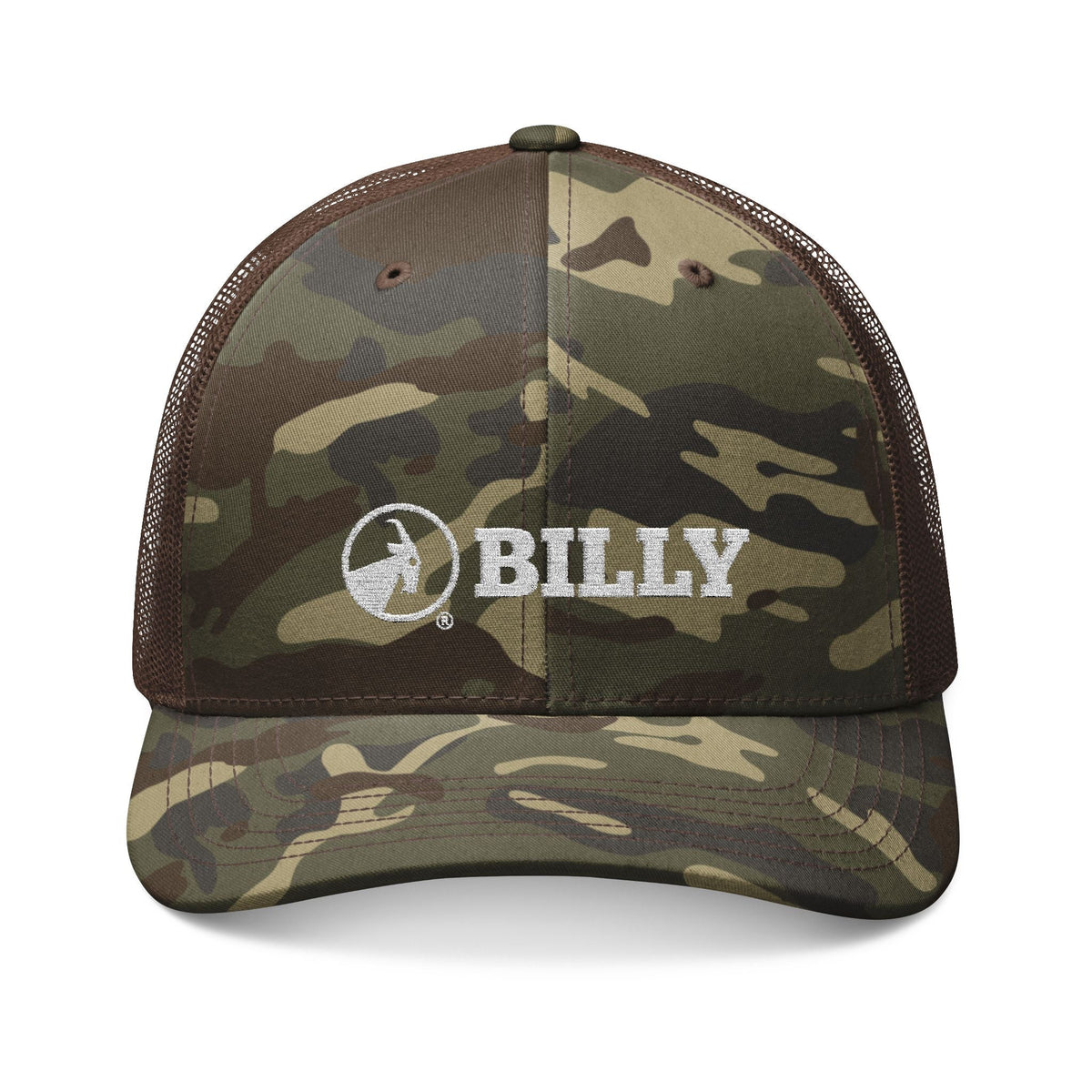 BILLY Camouflage Trucker Hat (White Horizontal Logo - Embroidery)