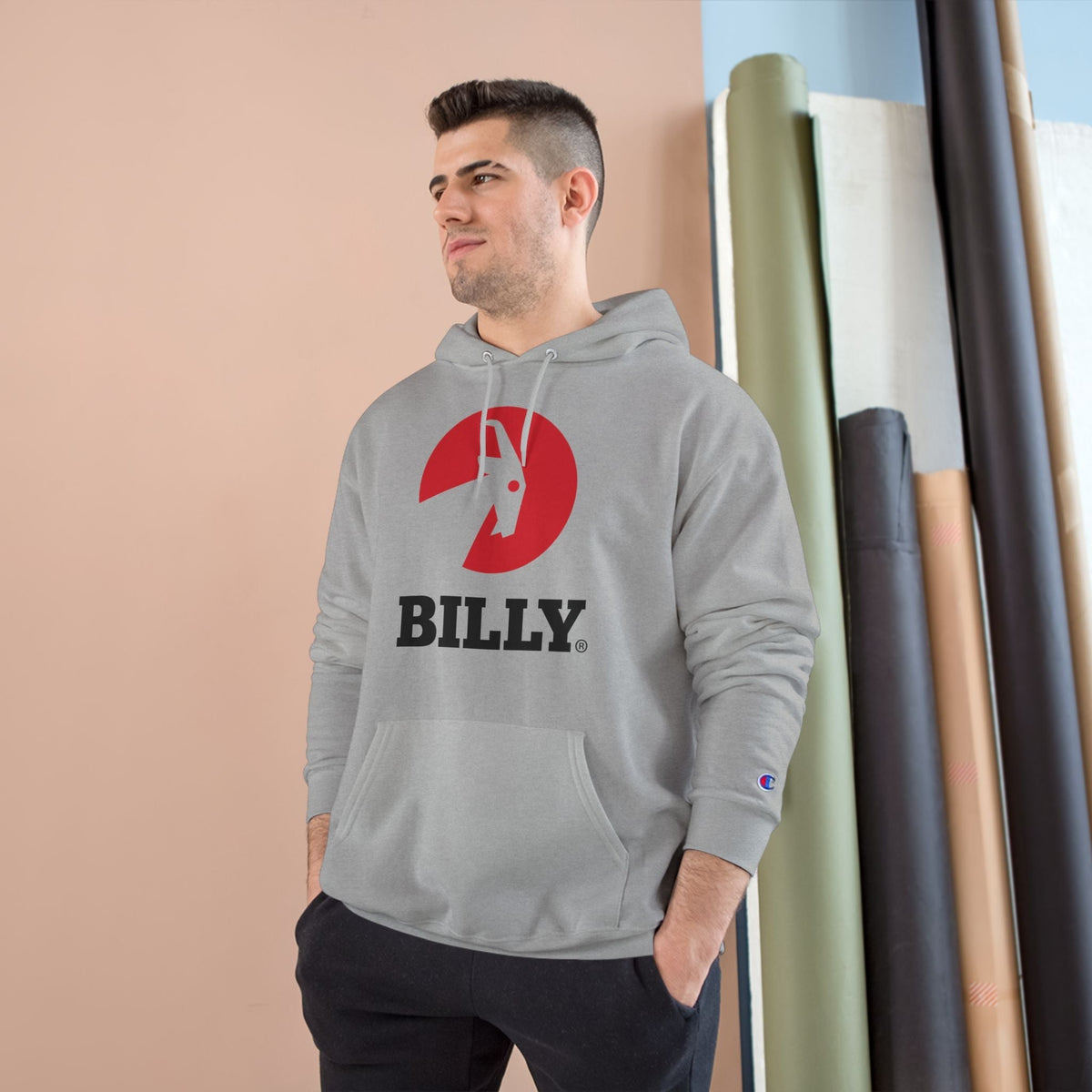 BILLY Core Adult Unisex Hoodie (Red/Black Vertical Logo)