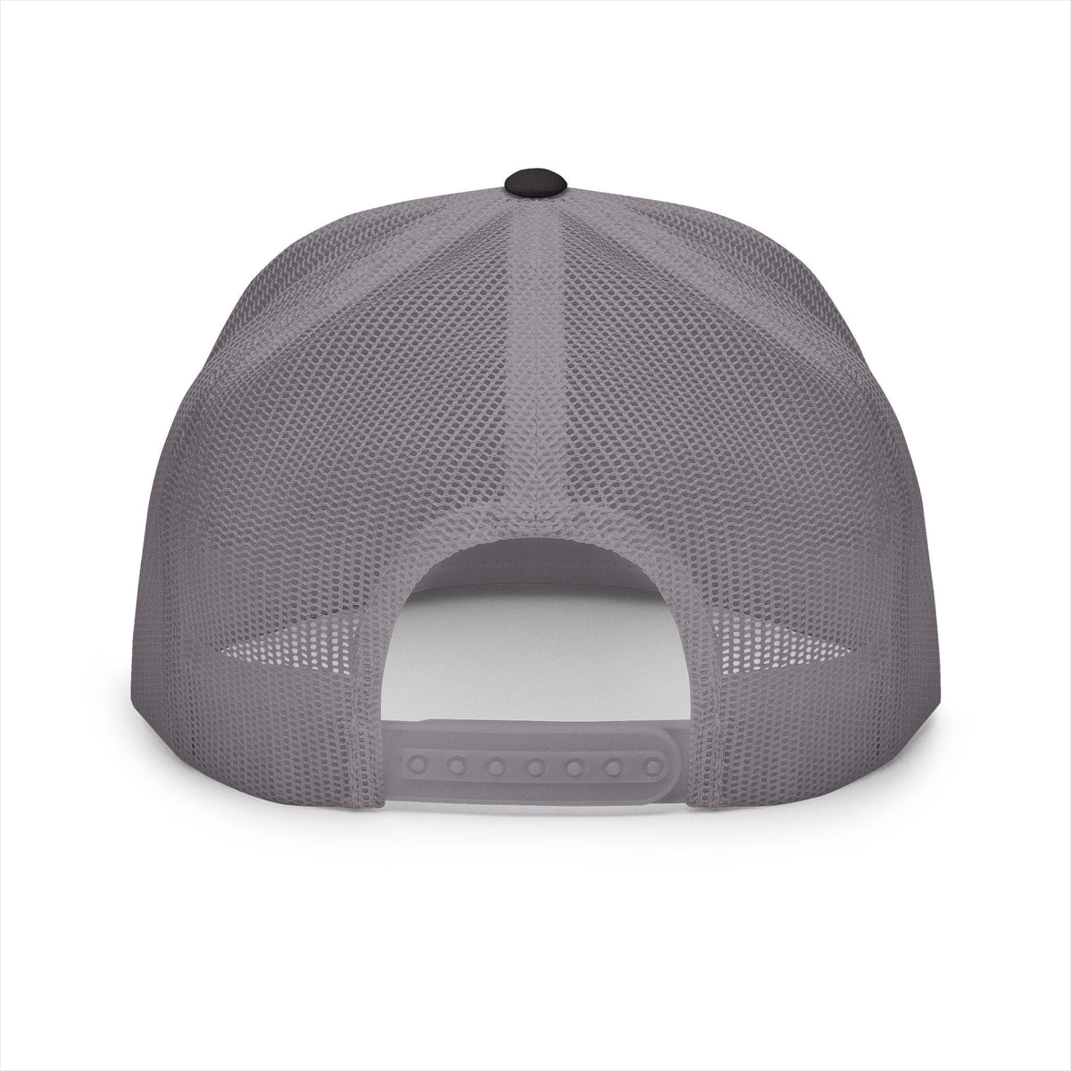 BILLY 5 Panel Flat Bill Trucker Cap (Black Vertical Logo - Embroidery) — AVAILABLE IN 10 COLORS