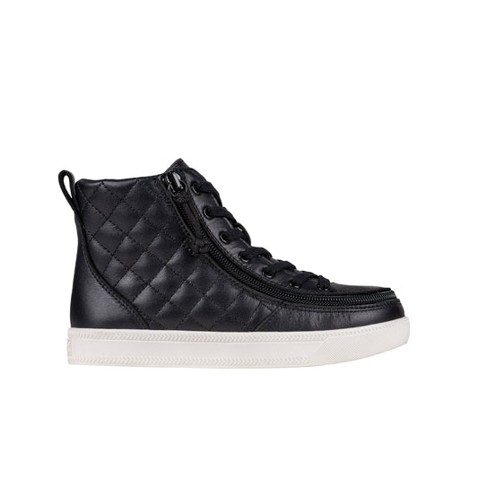 FINAL SALE - Black Leather BILLY Quilt High Tops