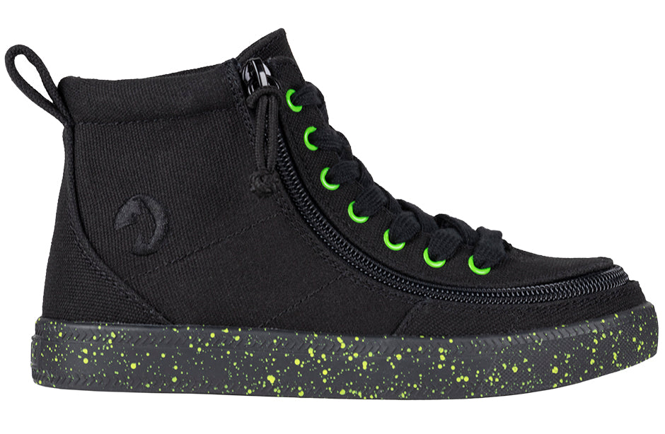 FINAL SALE - Black/Green Speckle BILLY Classic Lace High Tops