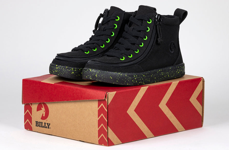 FINAL SALE - Black/Green Speckle BILLY Classic Lace High Tops