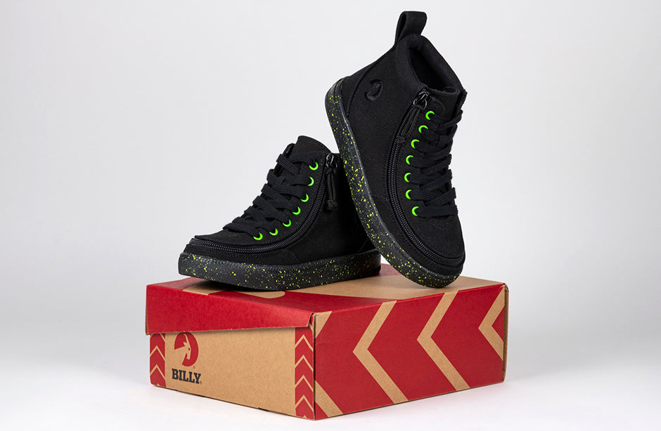 FINAL SALE - Black/Green Speckle BILLY Classic Lace High Tops