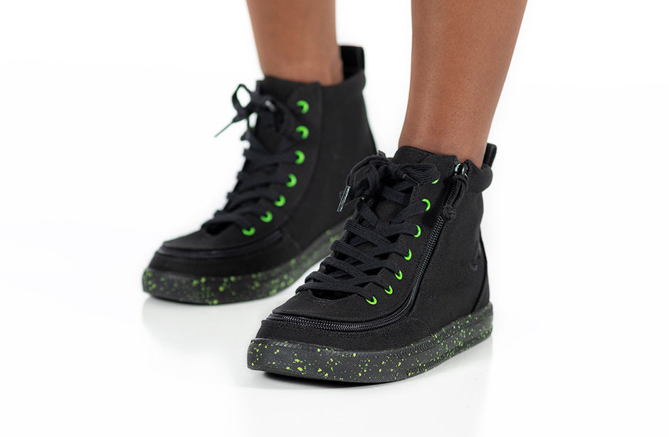 FINAL SALE - Black/Green Speckle BILLY Classic Lace High Tops