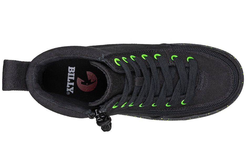 FINAL SALE - Black/Green Speckle BILLY Classic Lace High Tops