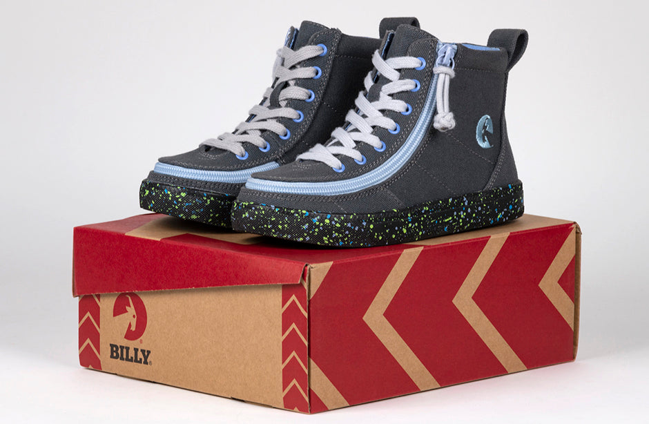 FINAL SALE - Charcoal/Blue Speckle BILLY Classic Lace High Tops