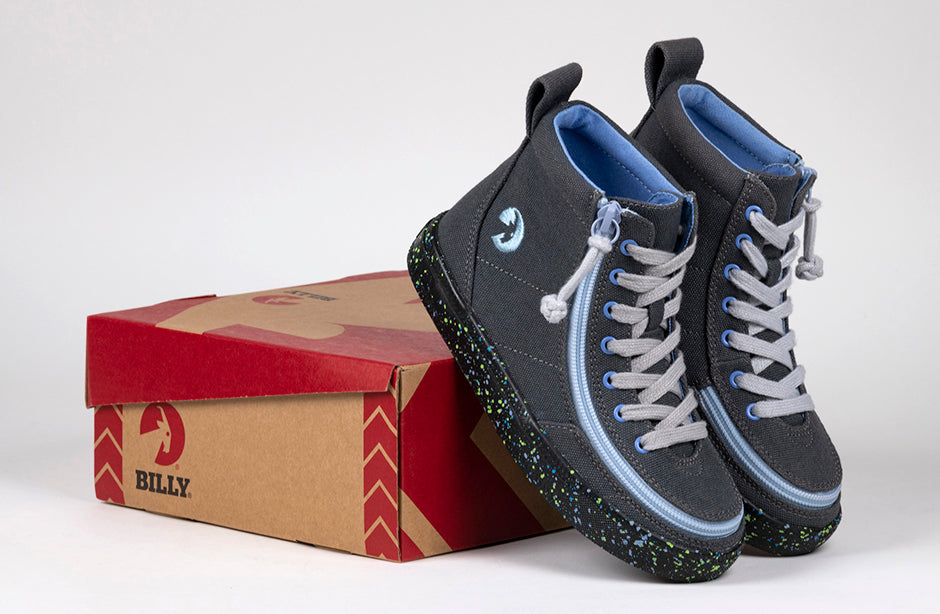 FINAL SALE - Charcoal/Blue Speckle BILLY Classic Lace High Tops