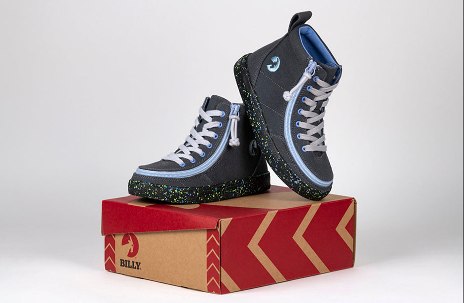 FINAL SALE - Charcoal/Blue Speckle BILLY Classic Lace High Tops