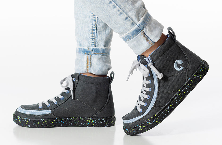 FINAL SALE - Charcoal/Blue Speckle BILLY Classic Lace High Tops