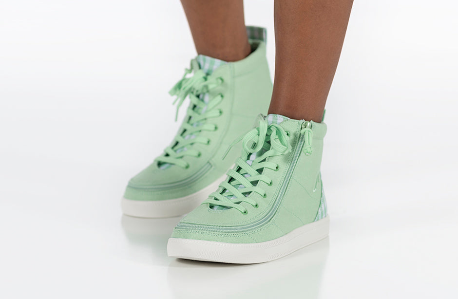 FINAL SALE - Green Gingham BILLY Classic Lace High Tops