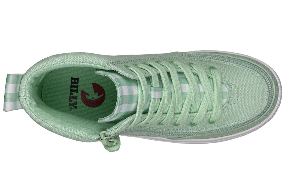FINAL SALE - Green Gingham BILLY Classic Lace High Tops