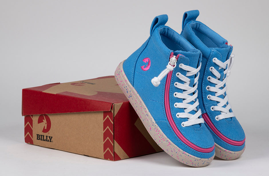 FINAL SALE - Blue/Pink Speckle BILLY Classic Lace High Tops