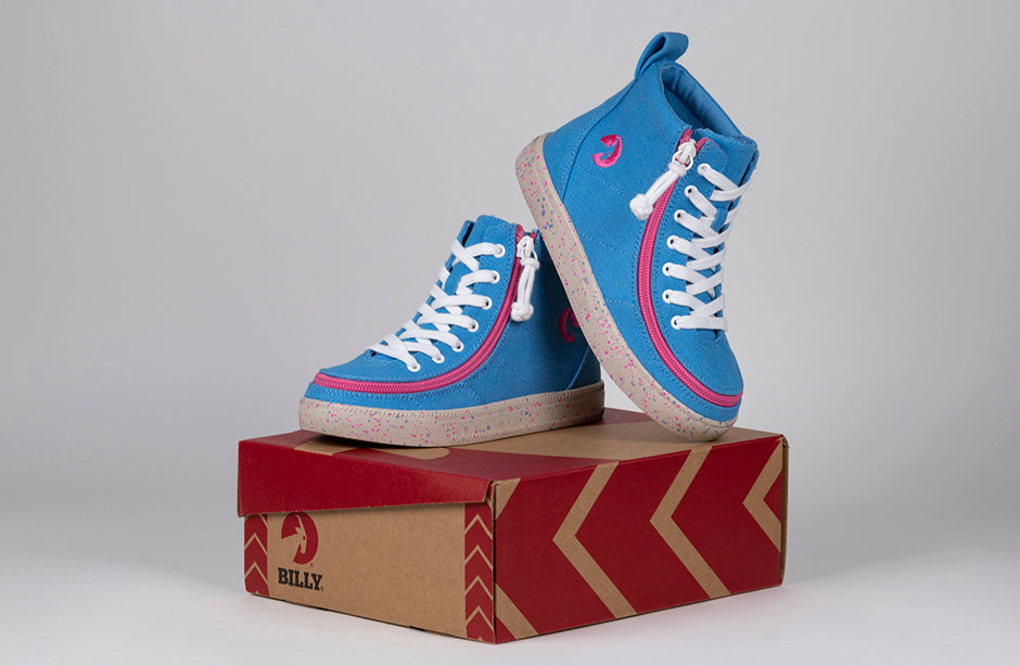 FINAL SALE - Blue/Pink Speckle BILLY Classic Lace High Tops