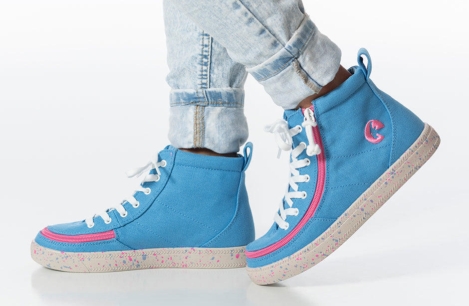 FINAL SALE - Blue/Pink Speckle BILLY Classic Lace High Tops