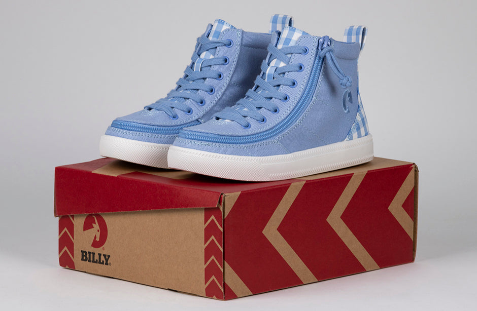 FINAL SALE - Blue Gingham BILLY Classic Lace High Tops
