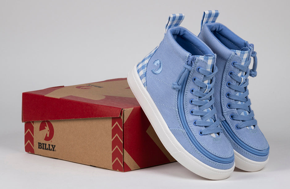 FINAL SALE - Blue Gingham BILLY Classic Lace High Tops