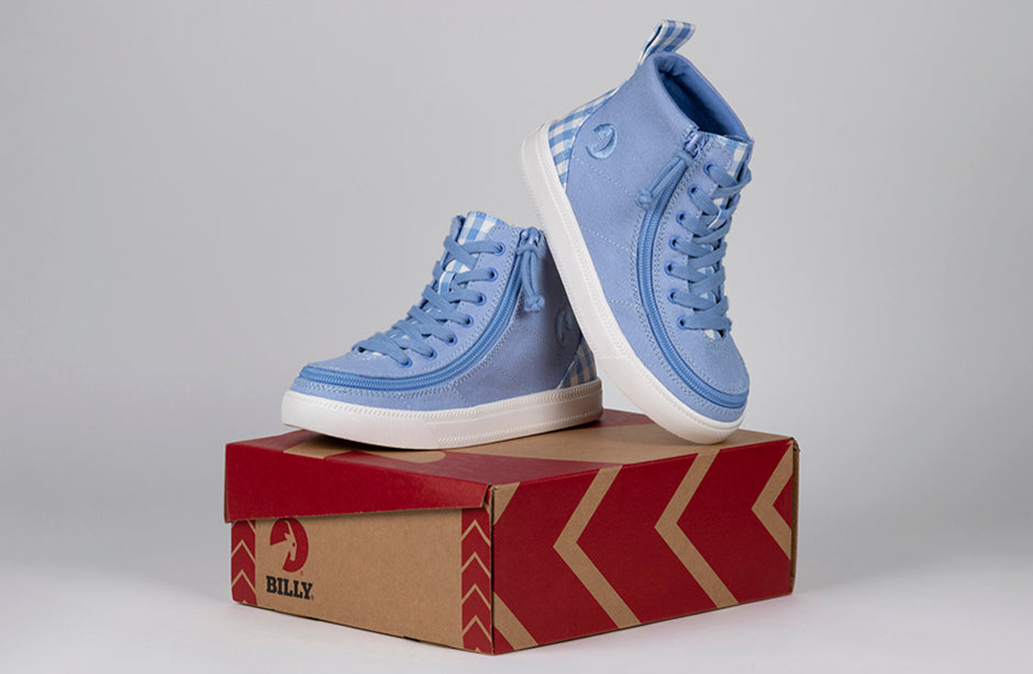 FINAL SALE - Blue Gingham BILLY Classic Lace High Tops