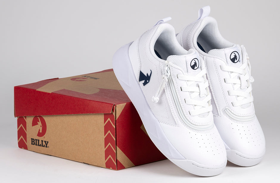 FINAL SALE - White/Navy BILLY Sport Court Athletic Sneakers