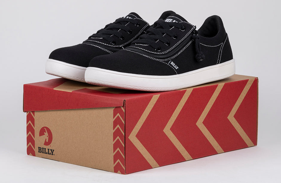 FINAL SALE - Men's Black/White Stitch BILLY Sneaker Low Tops