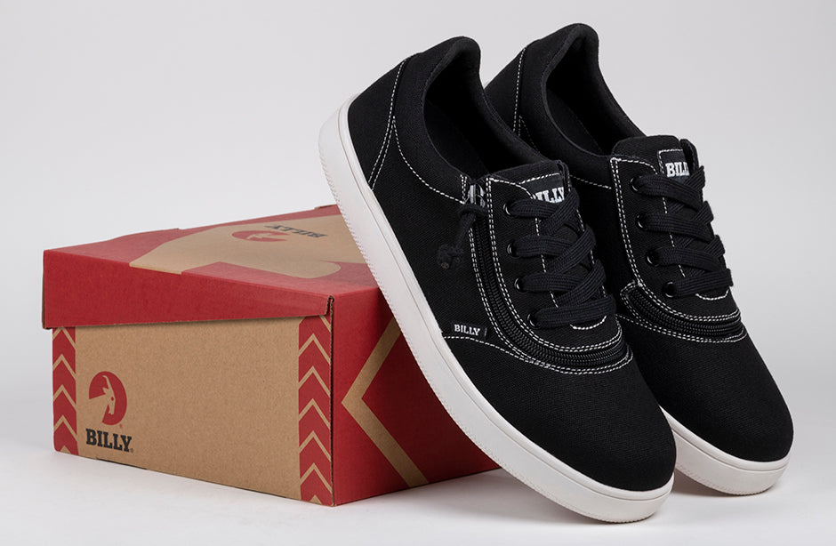 FINAL SALE - Men's Black/White Stitch BILLY Sneaker Low Tops
