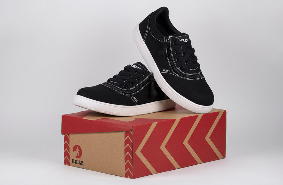 FINAL SALE - Men's Black/White Stitch BILLY Sneaker Low Tops