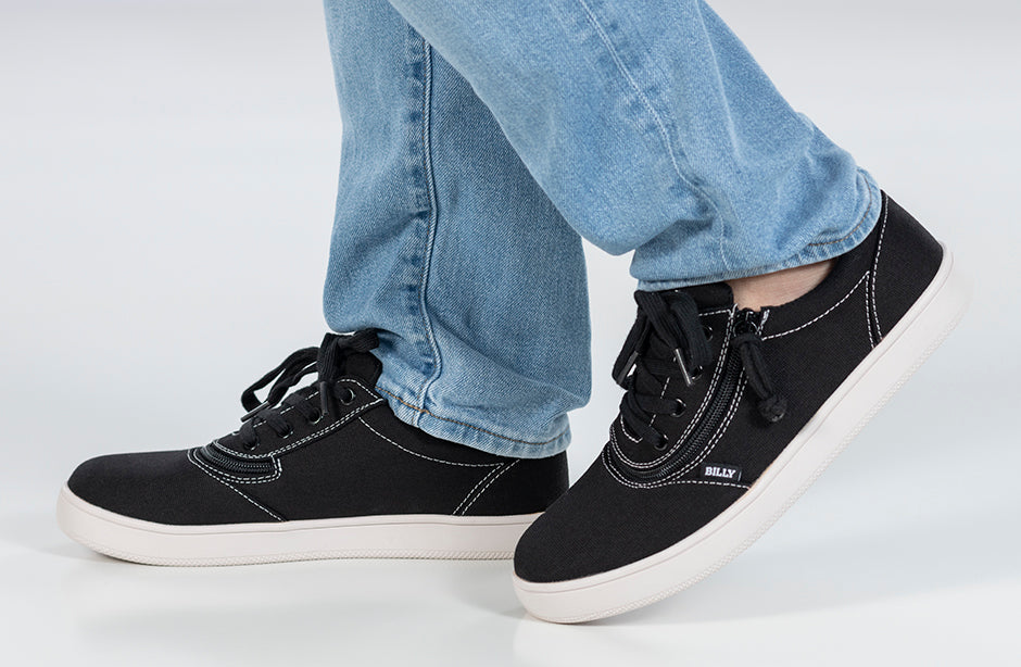 FINAL SALE - Men's Black/White Stitch BILLY Sneaker Low Tops