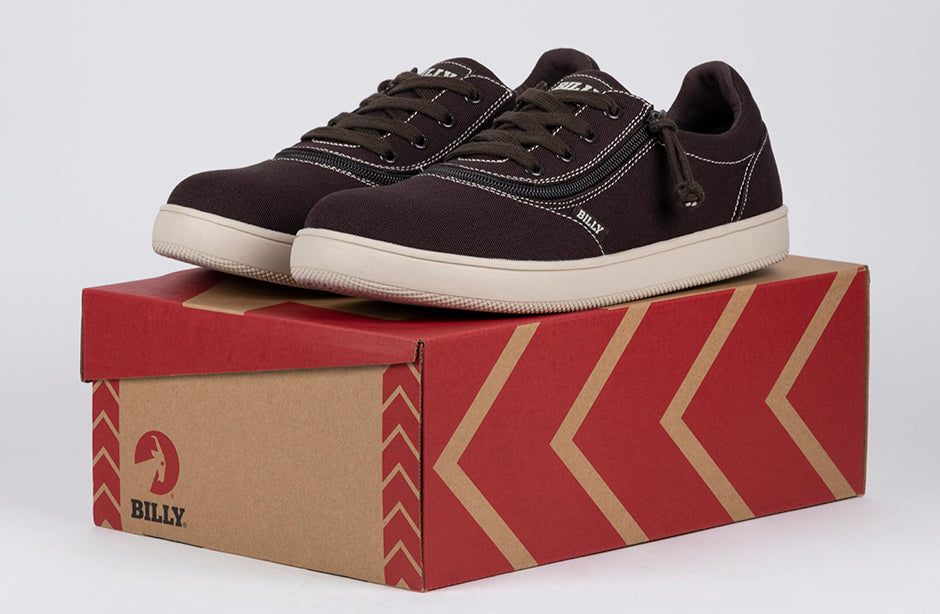 FINAL SALE - Men's Dark Brown/White Stitch BILLY Sneaker Low Tops