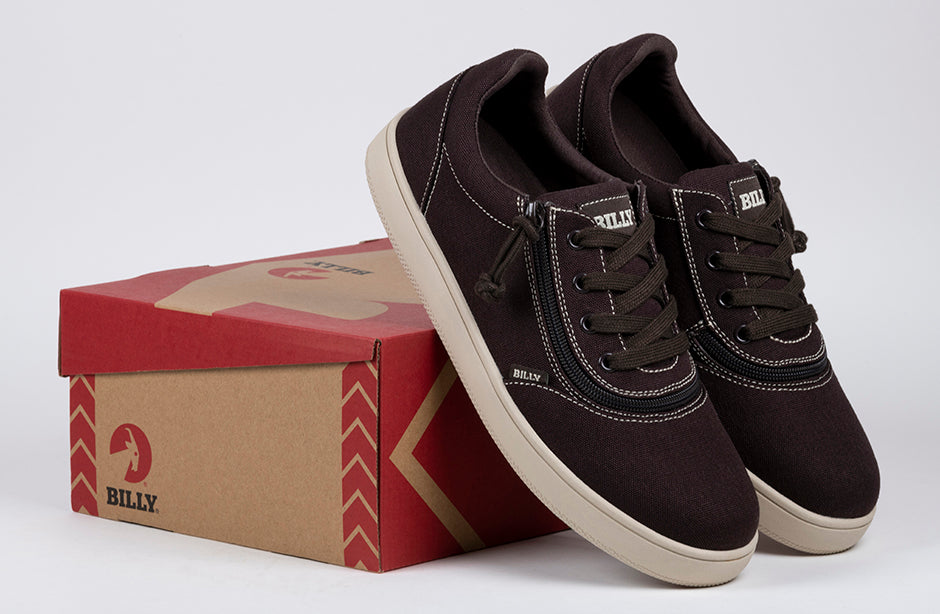 FINAL SALE - Men's Dark Brown/White Stitch BILLY Sneaker Low Tops