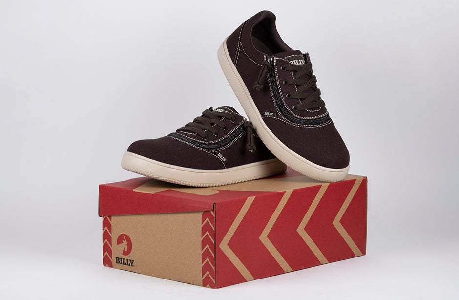 FINAL SALE - Men's Dark Brown/White Stitch BILLY Sneaker Low Tops