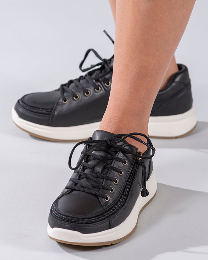 FINAL SALE - Women's Black Leather BILLY Comfort Lows