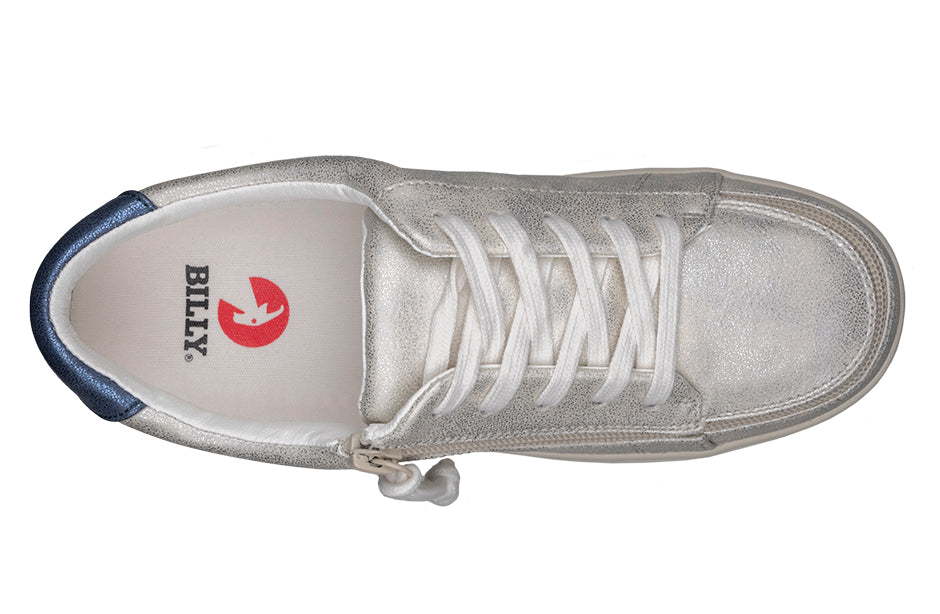 FINAL SALE - Women's White (Navy Mustache) BILLY Sneakers